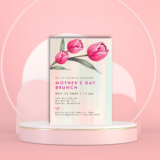 Elegante moderne Rose Einfache Mutter's Day BRUNCH Einladung