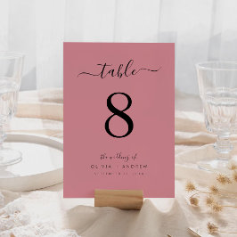 Elegante, moderne Rose-Farbhochzeit Tischnummer