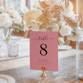 Elegante, moderne Rose-Farbhochzeit Tischnummer