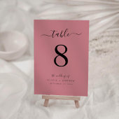 Elegante, moderne Rose-Farbhochzeit Tischnummer