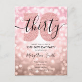 Elegante Moderne Rose Gold 30. Geburtstag Party Einladungspostkarte (Vorderseite)