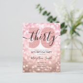 Elegante Moderne Rose Gold 30. Geburtstag Party Einladungspostkarte (Stehend Vorderseite)