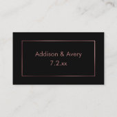 Elegante moderne Rose Gold auf Schwarz Danke Beila Begleitkarte (Rückseite)