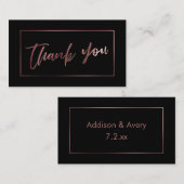 Elegante moderne Rose Gold auf Schwarz Danke Beila Begleitkarte (Vorne/Hinten)