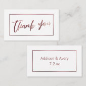 Elegante moderne Rose Gold auf Weiß Danke Beilage Begleitkarte (Vorne/Hinten)