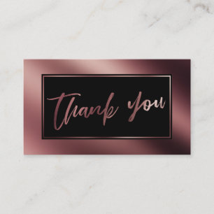 Elegante moderne Rose Gold & Black Danke Beilage Begleitkarte