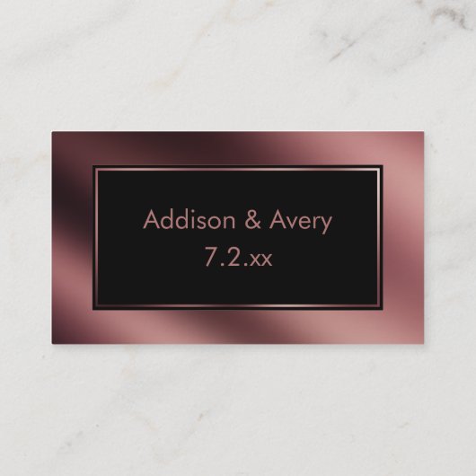 Elegante moderne Rose Gold & Black Danke Beilage Begleitkarte (Rückseite)