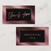 Elegante moderne Rose Gold & Black Danke Beilage Begleitkarte (Vorne/Hinten)