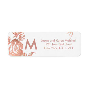 Elegante moderne Rose Gold Floral Address Labels