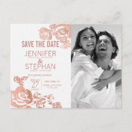 Elegante Moderne Rose Gold Floral Save the Date Ankündigungspostkarte