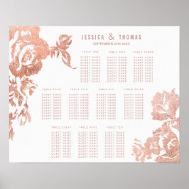 Elegante moderne Rose Gold Floral Seating Chart Poster