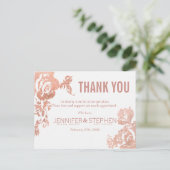 Elegante Moderne Rose Gold Floral Vielen Dank Post Postkarte (Stehend Vorderseite)