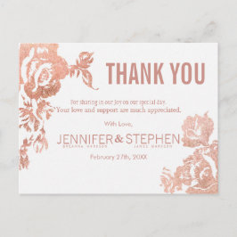 Elegante Moderne Rose Gold Floral Vielen Dank Post Postkarte