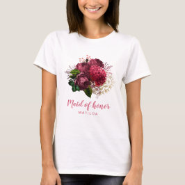 Elegante moderne Rose Gold florale Trauzeugin T-Shirt