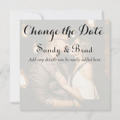 Elegante Moderne Rose Gold Foto Change Date Weddin Karte (Rückseite)