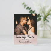 Elegante Moderne Rose Gold Foto Rett Date Wedding Postkarte (Stehend Vorderseite)