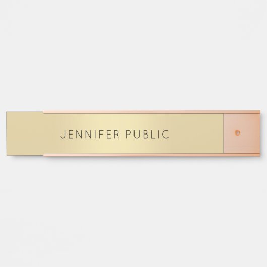 Elegante moderne Rose Gold Glamour Minimalistisch Türschild (Vorderseite )