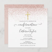 Elegante Moderne Rose Gold Glitzer Bestätigung Einladung (Vorne/Hinten)