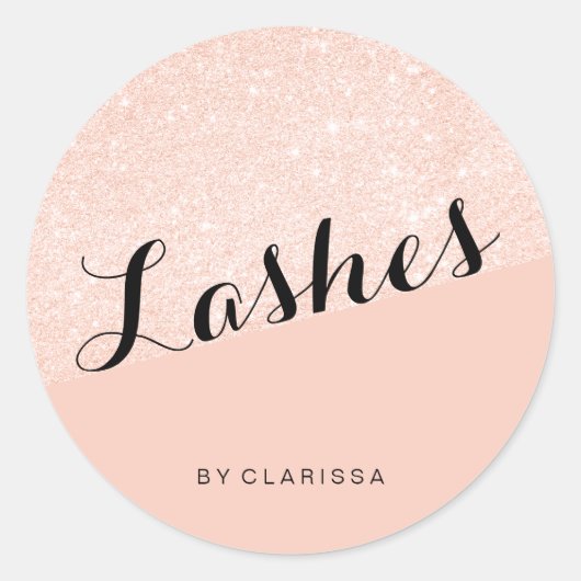 Elegante moderne Rose Gold Glitzer rot Rosa Leinen Runder Aufkleber (Vorderseite)