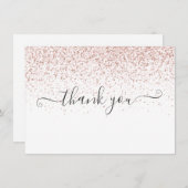 Elegante Moderne Rose Gold Glitzer Script Dankeskarte (Vorne/Hinten)