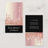 Elegante moderne Rose Gold Glitzer Tropfen Nägel Visitenkarte (Vorne/Hinten)