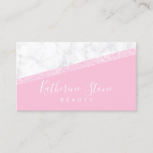 Elegante moderne Rose Gold Glitzer weiß Marmor ros Visitenkarte (Vorderseite)