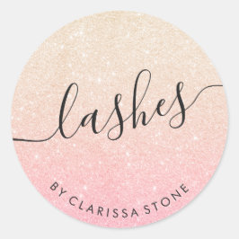 Elegante moderne Rose Gold & Gold Glitzer Lashes Runder Aufkleber