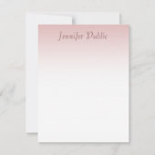Elegante moderne Rose Gold Handschrift Template Mitteilungskarte (Vorderseite)