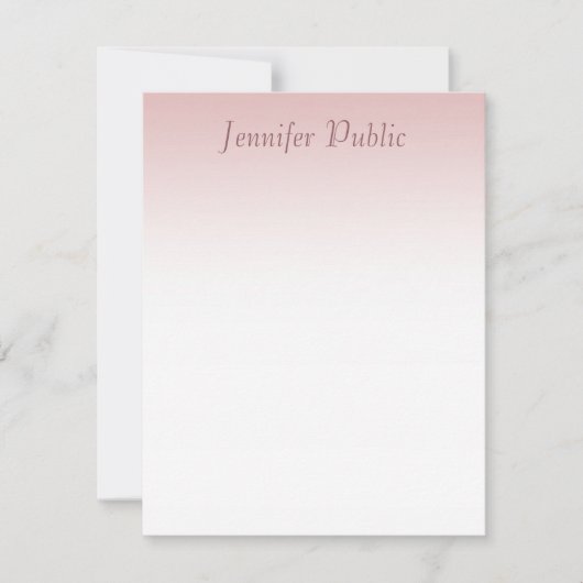 Elegante moderne Rose Gold Handschrift Template Mitteilungskarte (Vorderseite)
