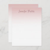 Elegante moderne Rose Gold Handschrift Template Mitteilungskarte (Vorne/Hinten)