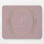 Elegante, moderne Rose Gold Monogram Vorlage Mousepad (Vorne)