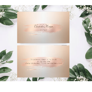 Elegante Moderne, Rose Gold Pinselstriche Visitenkarte