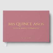 Elegante Moderne Rose Gold Quinceñera Gästebuch (Vorderseite)