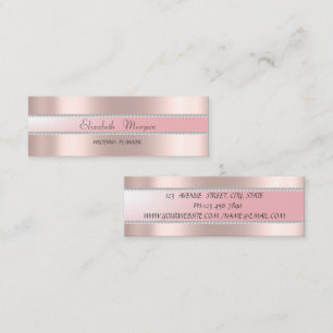 Elegante moderne Rose Gold, Streifen, Perlen Mini Visitenkarte