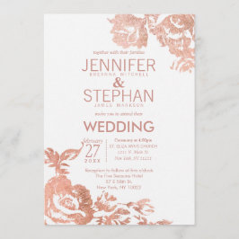 Elegante Moderne Rose Goldene Blütenhochzeit Einla Einladung