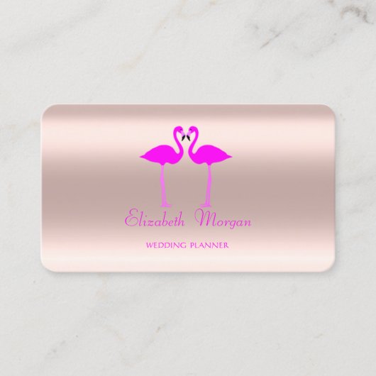 Elegante moderne Rose Goldene Flamingos in Liebe Visitenkarte (Vorderseite)