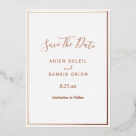 Elegante Moderne Rose Goldene Foil Save the Date K Folieneinladung