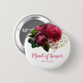 Elegante, moderne Rose, goldene Trauzeugin Button (Vorne & Hinten)
