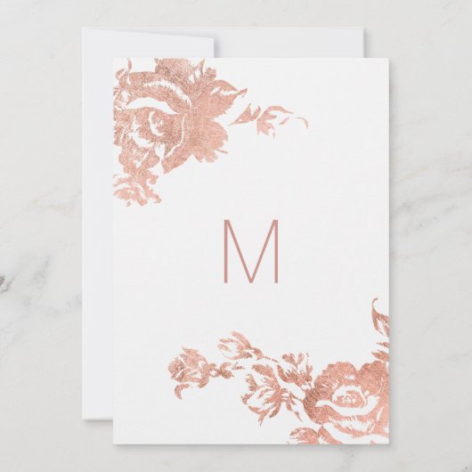 Elegante Moderne Rose Goldener Empfang Einladung (Rückseite)