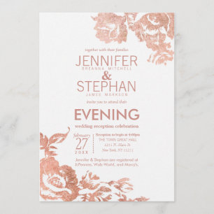 Elegante Moderne Rose Goldener Empfang Einladung