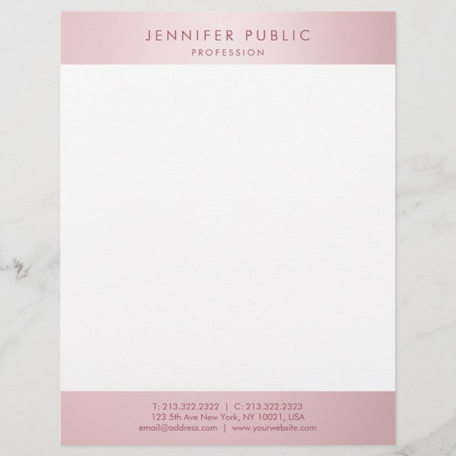 Elegante moderne Rose - Minimalistische Vorlage Briefbogen (Vorderseite)