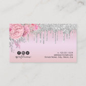 Elegante, moderne Rose mit Blumen, goldene Wimpern Visitenkarte (Rückseite)