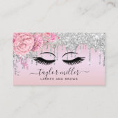 Elegante, moderne Rose mit Blumen, goldene Wimpern Visitenkarte (Vorderseite)