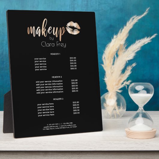 Elegante, moderne Rose mit Gold Lips Fotoplatte (Seite)