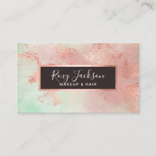 Elegante moderne Rose mit goldenem Aquarell- und H Visitenkarte