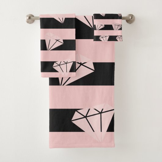 Elegante moderne Rose mit goldenem Streifen Badhandtuch Set (Insitu)