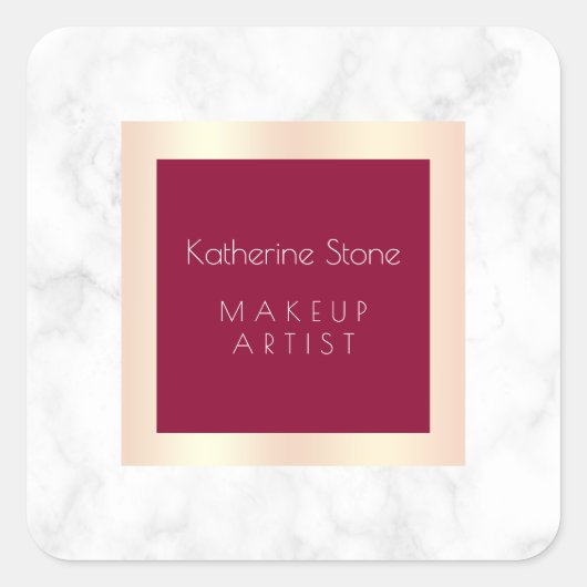 Elegante moderne Rose mit weißem Marmor Quadratischer Aufkleber (Vorderseite)