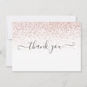 Elegante moderne roségold Glitter-Schrift  Dankeskarte