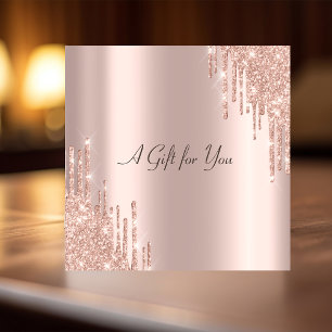 Elegante moderne roségoldene Glittertropfen Rabattkarte
