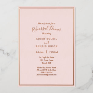 Elegante moderne roségoldene Probeessen-Einladung Folieneinladung